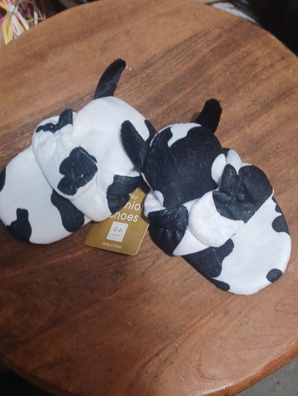 Cow Print Baby Slippers